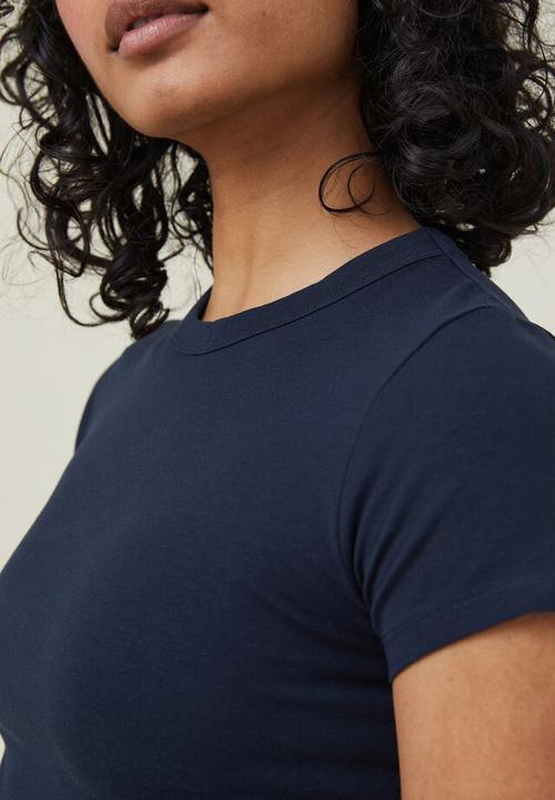 Cotton On - Micro crop tee - ink navy