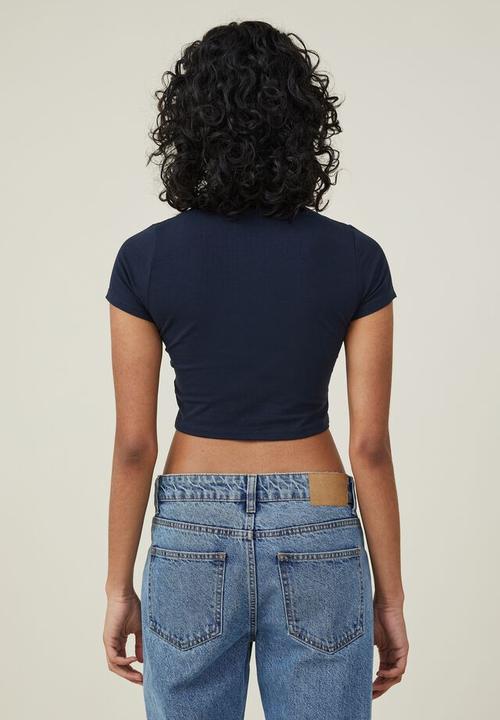 Cotton On - Micro crop tee - ink navy
