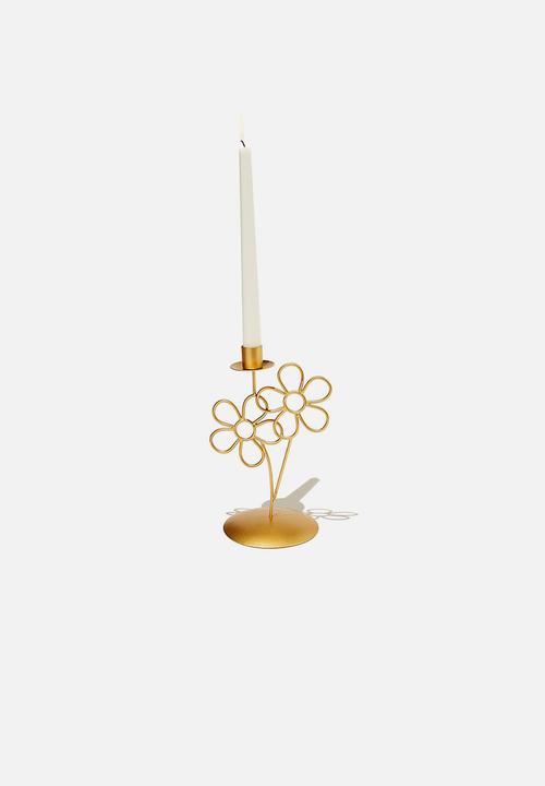 Typo - Metal shaped candle holder - gold daisies