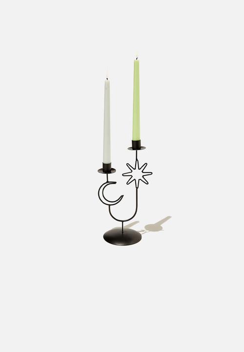 Typo - Metal shaped candle holder - black moon and star