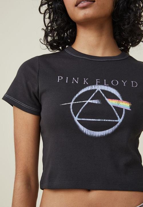 Cotton On - Micro fit rib graphic license tee - lcn per pink floyd dark side of moon/washed b