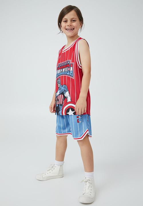Cotton On - License marvel basketball short - lcn mar dusk blue & captain america