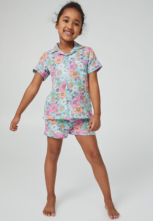 Cotton On - Alexis cheesecloth short sleeve pj set - heaven blue/juniper floral