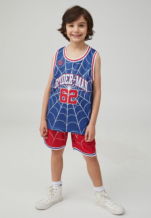 Cotton On - License marvel basketball short - lcn mar lucky red & spiderman