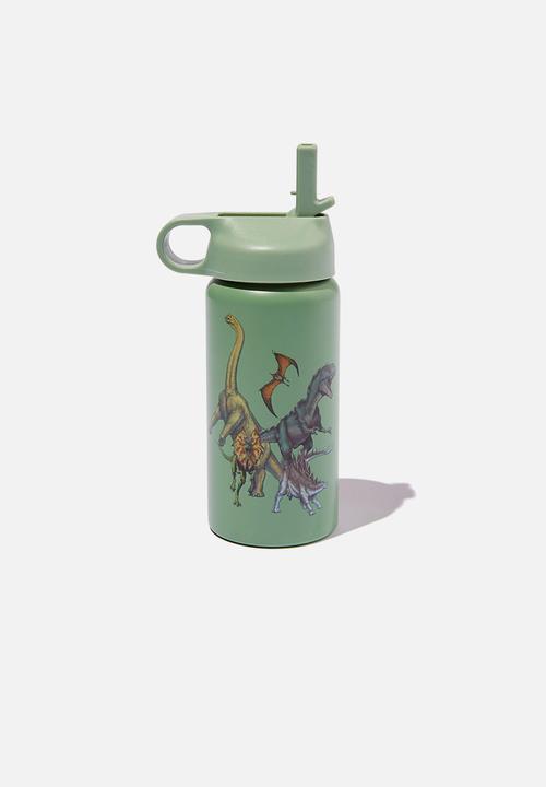 Cotton On - Kids metal drink bottle - lcn uni jurassic park retro/smashed avo
