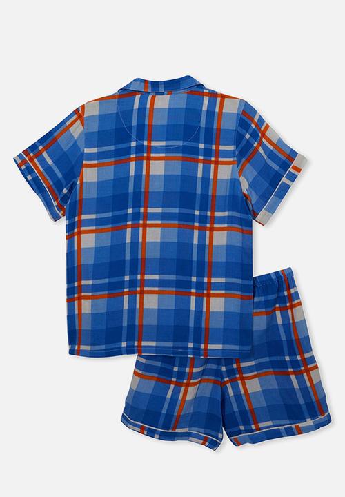 Cotton On - Andrew cheesecloth short sleeve pyjama set - bluebell