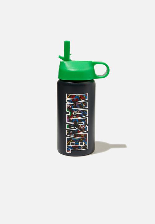 Cotton On - Kids metal drink bottle - lcn mar marvel logo & toffee apple lid