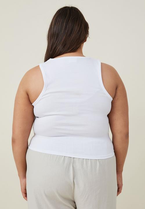 Cotton On - Curve high neck graphic tank - amalfi coast/white