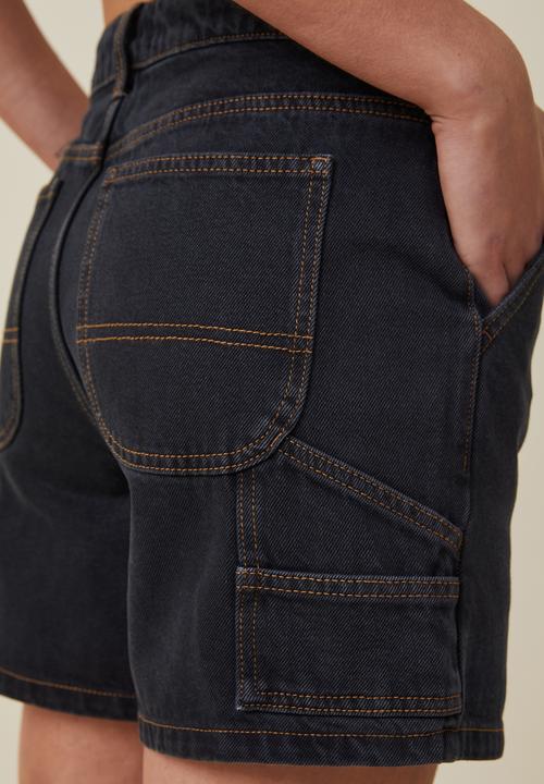 Cotton On - Utility denim short - black ink
