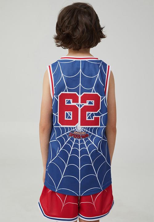 Cotton On - License marvel basketball tank - lcn mar retro blue/spiderman