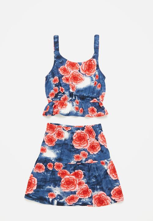 Superbalist - Blouse & skirt set - blue floral print