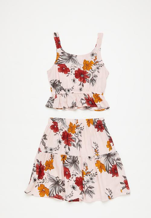 Superbalist - Blouse & skirt set - nude floral print