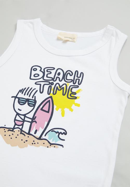 Superbalist - 2 pack printed vest - stone/white