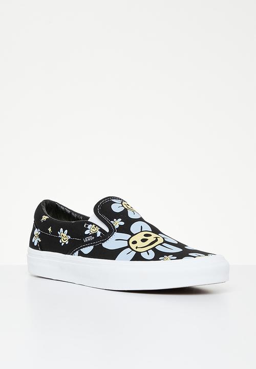 Vans - Classic slip-on -  trippy grin floral black & yellow