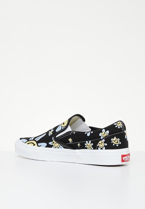 Vans - Classic slip-on -  trippy grin floral black & yellow