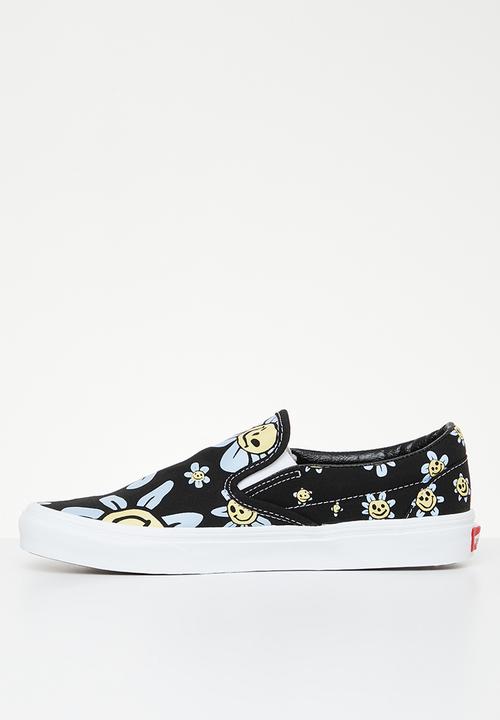 Vans - Classic slip-on -  trippy grin floral black & yellow