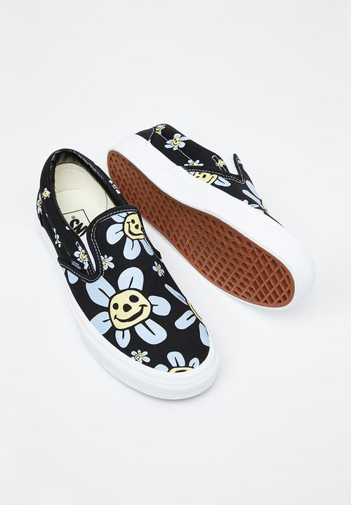 Vans - Classic slip-on -  trippy grin floral black & yellow