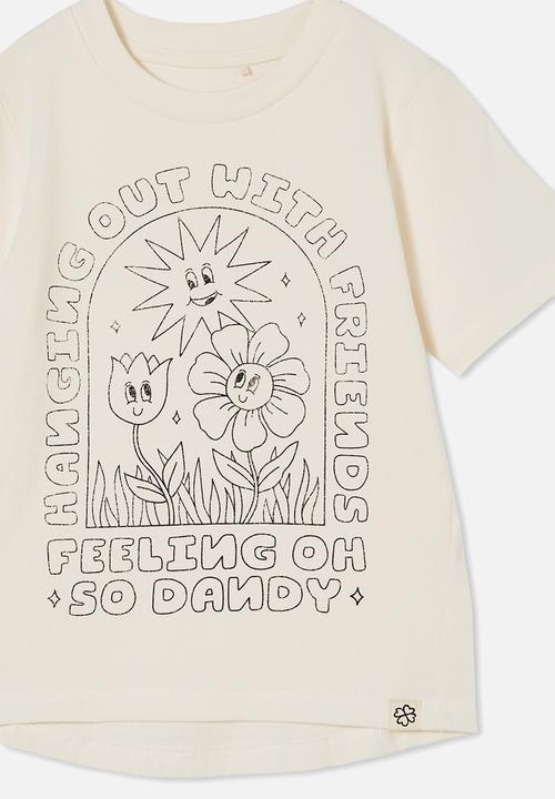 Cotton On - Unisex organic jersey tee - dark vanilla/hanging with friends