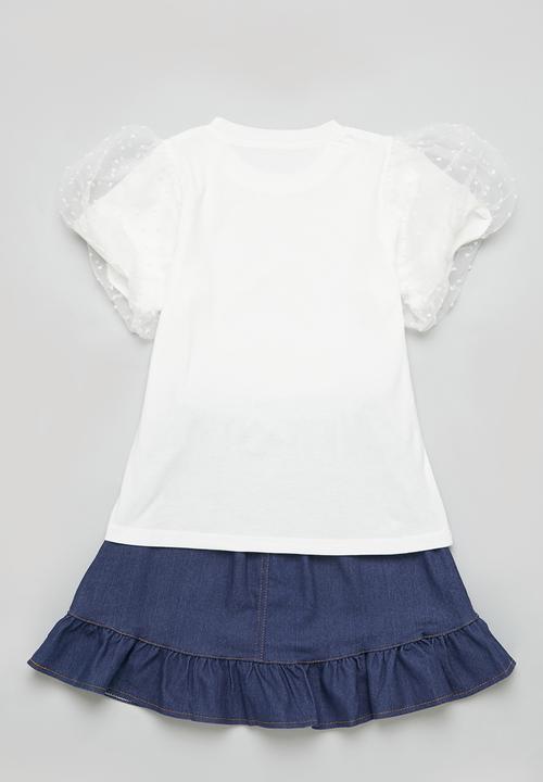 Pop Candy - Top & skirt set - white/blue