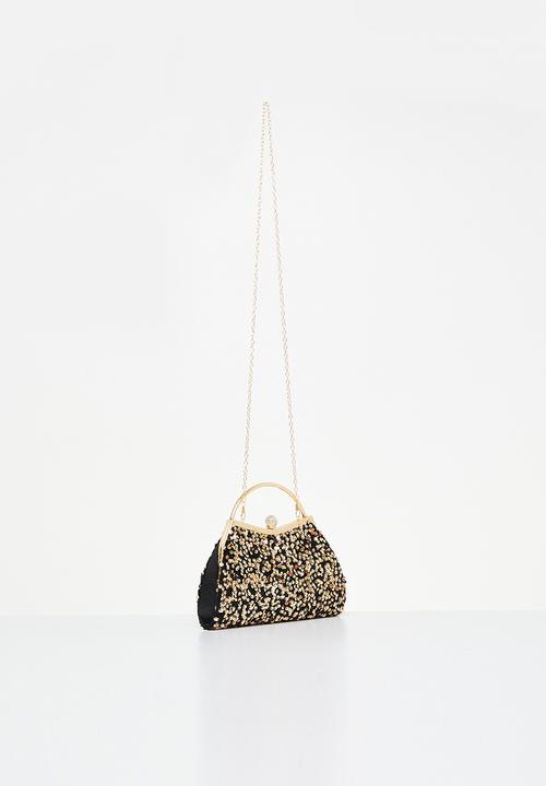 MILLA - Misty clutch bag - black & gold