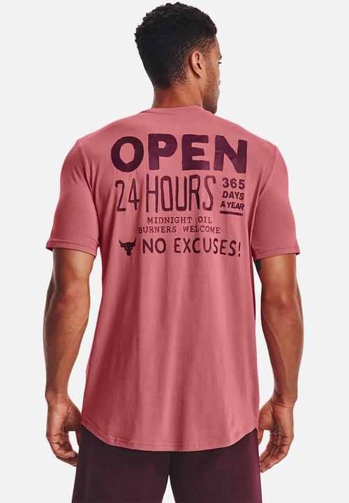Under Armour - UA Project Rock open 24 hours s/s tee - deco rose