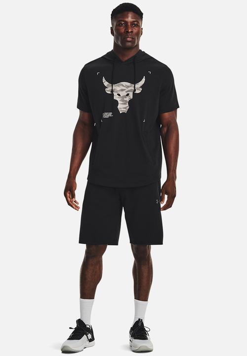 Under Armour - UA Project Rock  terry short sleeve hoodey - black