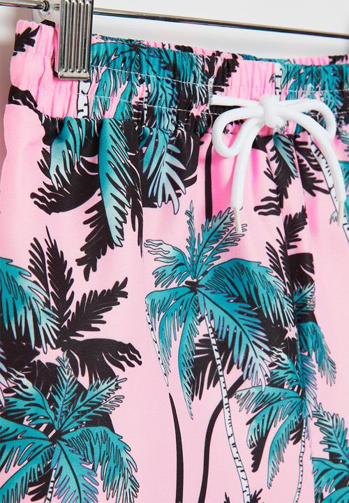 Rebel Republic - Boys printed swim boardshorts - pink