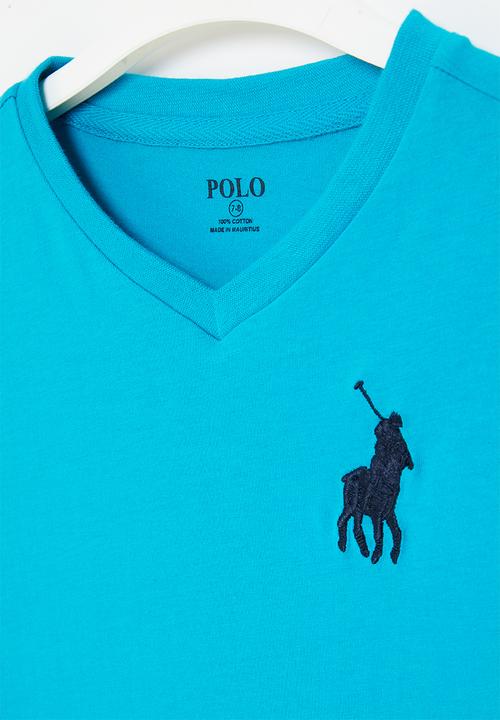 POLO - Boys numerical v neck tee - teal