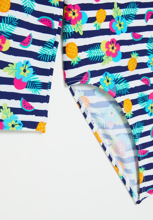 Rebel Republic - Stripe long sleeve swimsuit - multi