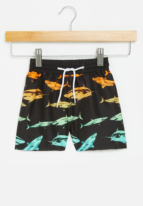 Pop Candy - Boys printed swim boardshorts - black