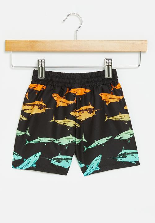 Pop Candy - Boys printed swim boardshorts - black