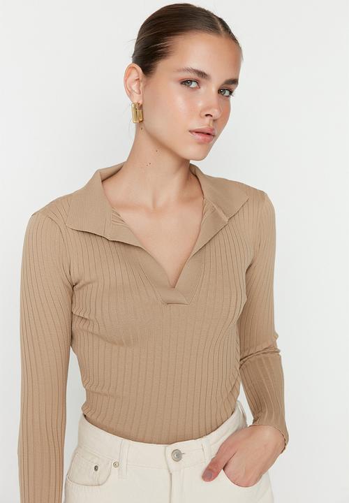 Trendyol - Slim fit knit sweater - beige