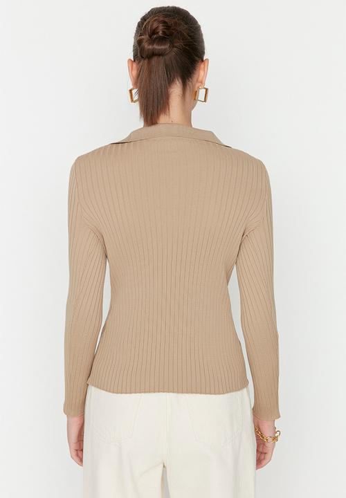 Trendyol - Slim fit knit sweater - beige