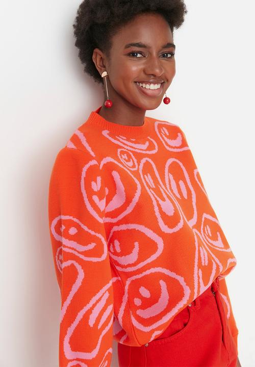 Trendyol - Crew neck knit sweater - orange
