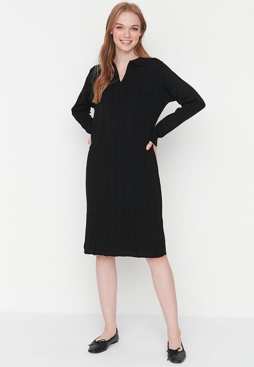 Trendyol - Ribbed knit dress - black