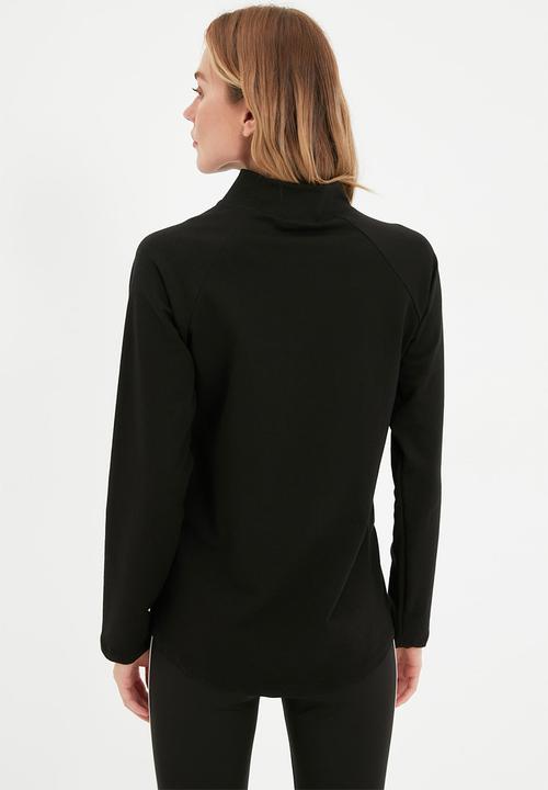 Trendyol - Asymmetrical zip collar sweatshirt - black
