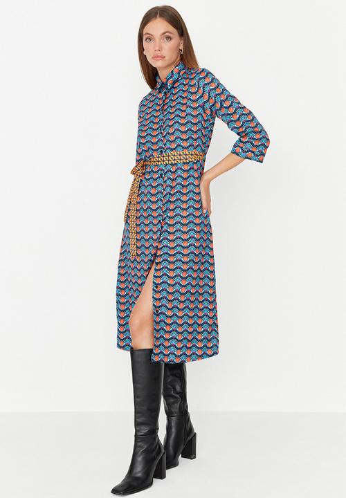 Trendyol - Print shirt dress - navy