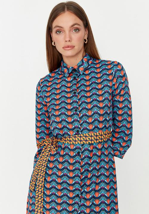 Trendyol - Print shirt dress - navy