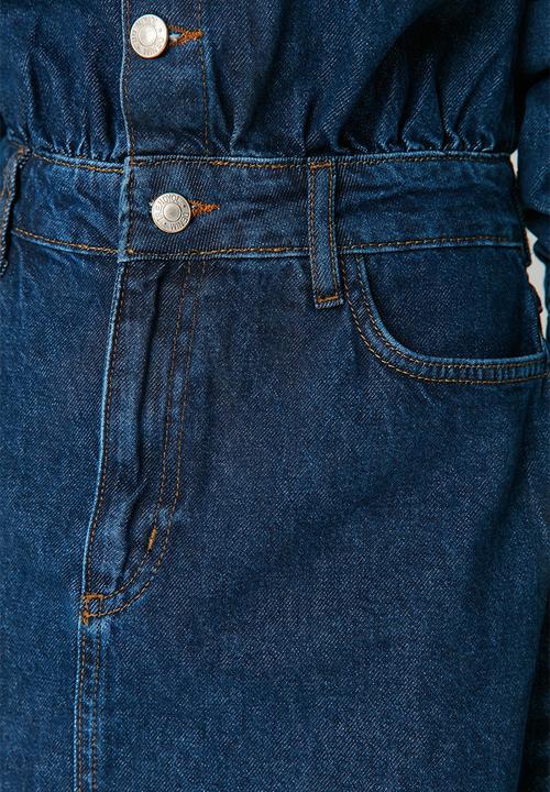 Trendyol - Long sleeve denim shirt dress - blue