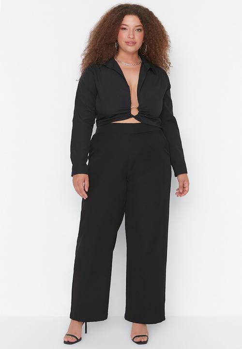 Trendyol - Plus elastic waist trousers - black