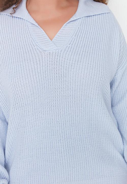 Trendyol - Plus shirt collar sweater - lilac