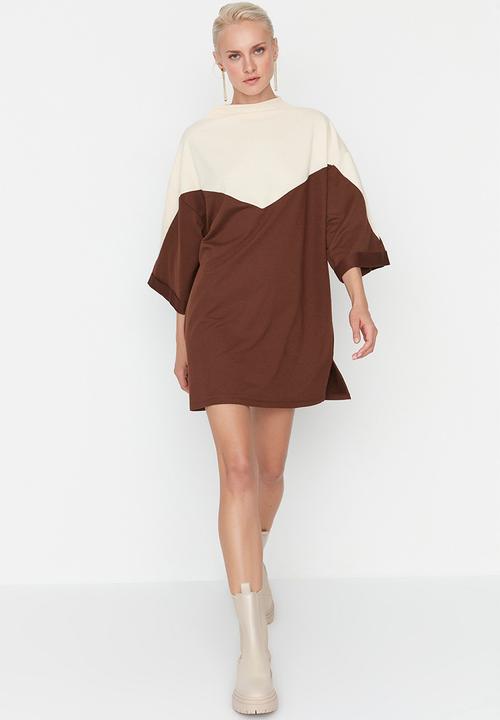 Trendyol - Colour block box dress - brown