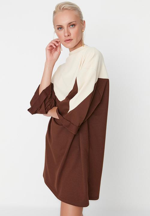 Trendyol - Colour block box dress - brown