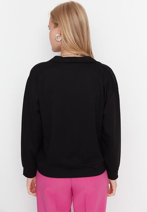 Trendyol - Polo basic sweatshirt - black