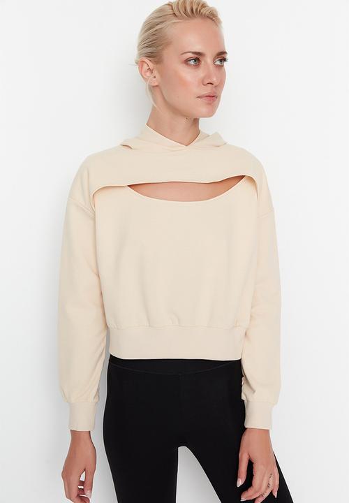 Trendyol - Cut out basic slim sweatshirt - stone