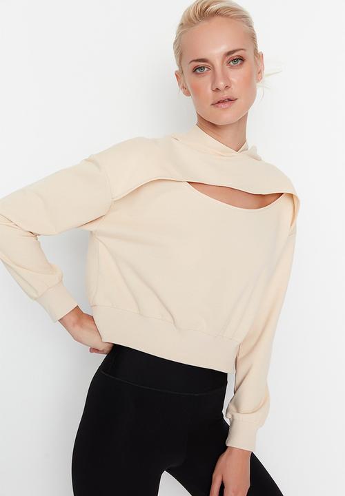 Trendyol - Cut out basic slim sweatshirt - stone