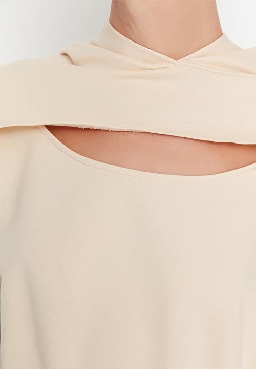 Trendyol - Cut out basic slim sweatshirt - stone