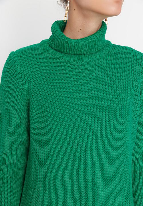 Trendyol - Turtleneck midi knit dress - green