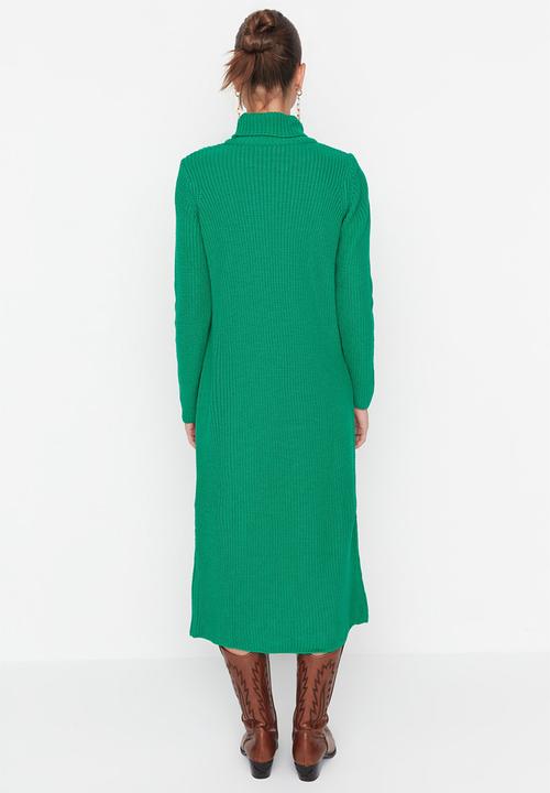 Trendyol - Turtleneck midi knit dress - green