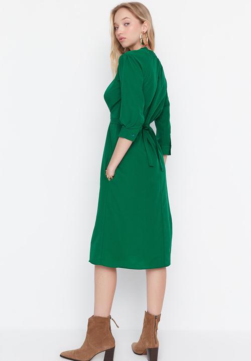 Trendyol - Balloon sleeve dress - green